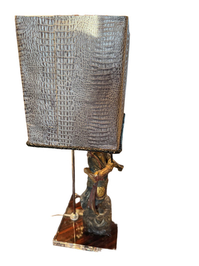 Antique Asian "Wei Tuo styled" Polychrome Table Lamp