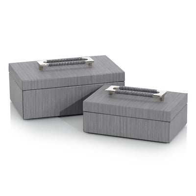 Set of Two Charcoal Confetti Leather Boxes