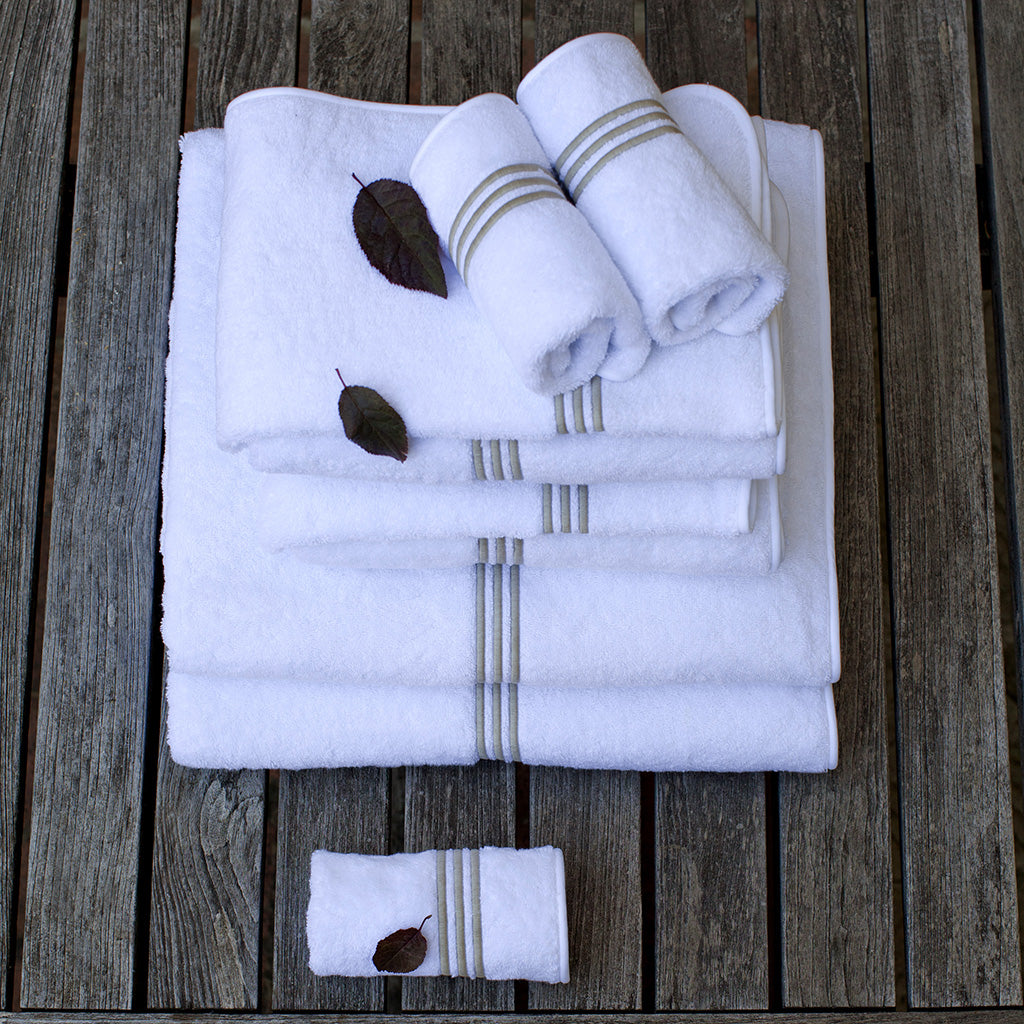 White Hotel Collection Embroidery Line Cotton Hand Towels set of 2